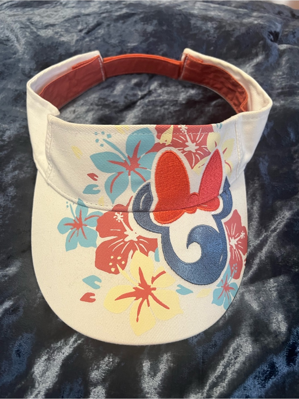 Disney Floral Visor w Mini mauve Bow embroidered Accent visor